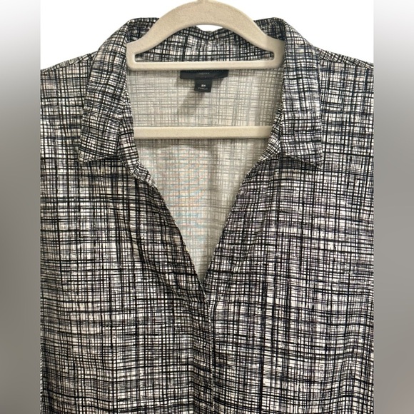 Worthington Women's Sleeveless Button-Up V-Neck Blouse – Size 2XL Plaid Collared - Picture 2 of 10